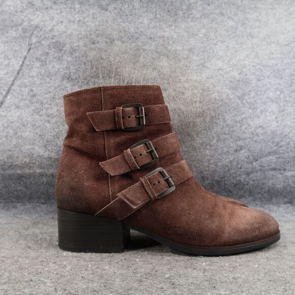 Clarks Shoes Womens 7 Bootie Fashion Buckle Strap Zip Leather Brown Elvina Haze - Picture 2 of 15